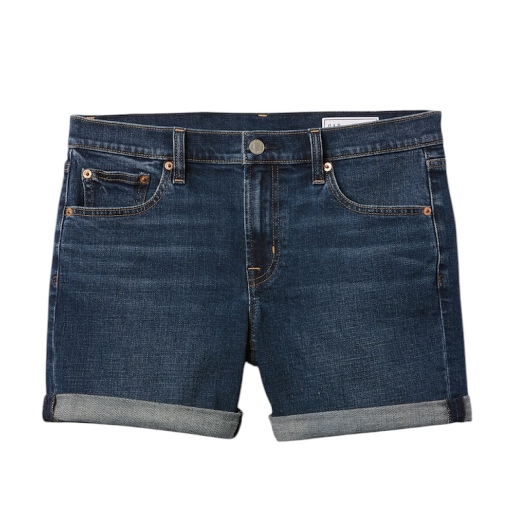 Gap 5" Mid Rise Girlfriend Denim Shorts in Dark Indigo